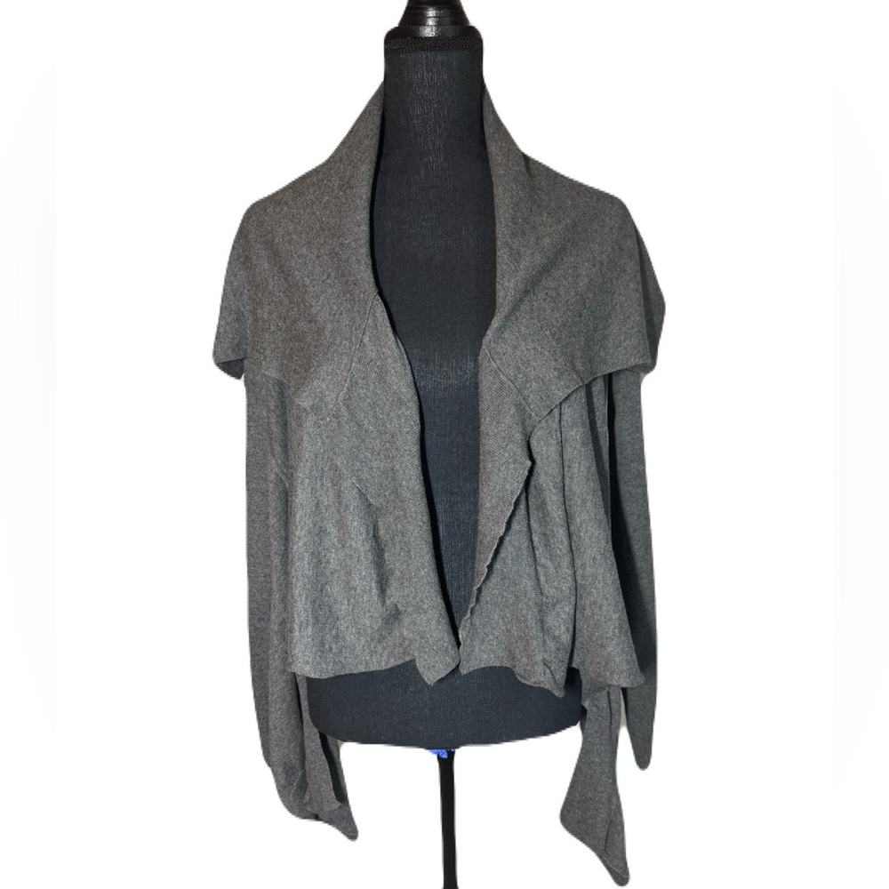 Charcoal Waterfall Cardigan | Draped Open Front Sweater | Effortlessly Edgy
